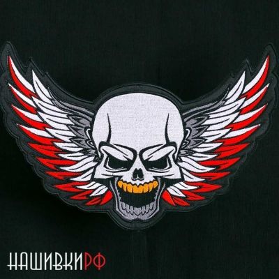 Нашивка череп на спину для мото куртки