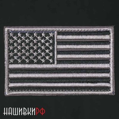 Нашивка флаг США в серых тонах