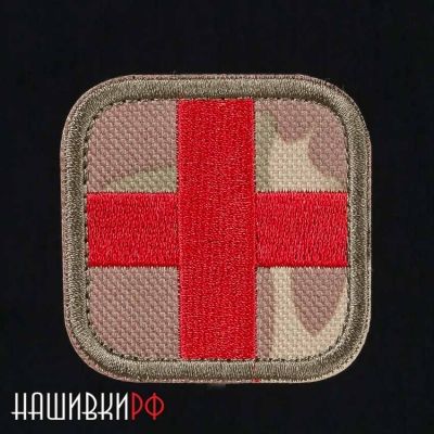 Нашивка на липучке на армейскую аптечку, красный крест