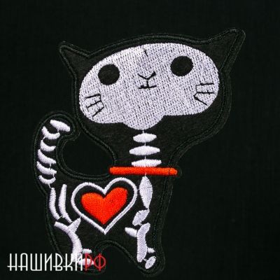 Нашивка кот скелетон
