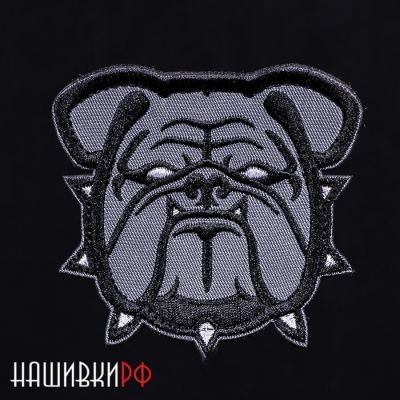 Нашивка бульдог. Купить нашивку в форме головы бульдога. Нашивка на липучке с бульдогом
