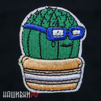 Термо нашивка для детской одежды с кактусом в очках