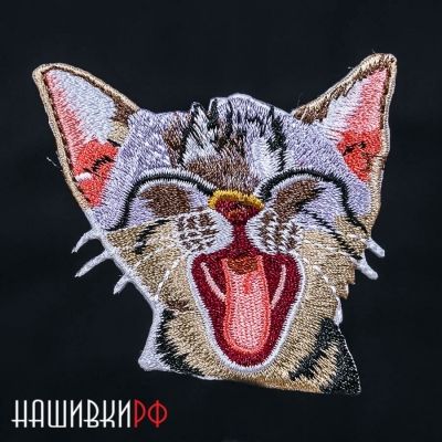Зевающий котенок термо нашивка для одежды
