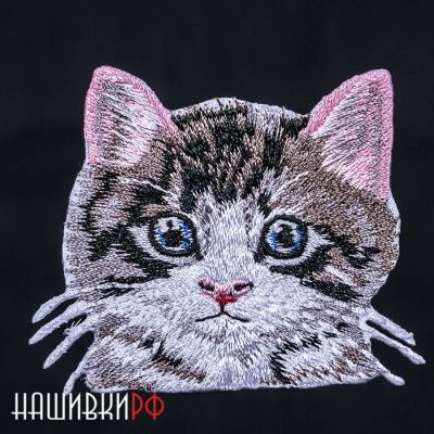 Котенок усатый полосатый термо нашивка