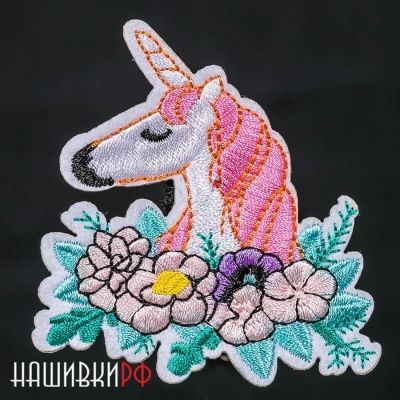 Термо нашивка с единорогом в цветах