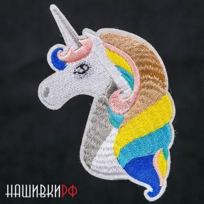 Единорог с пышной гривой нашивка на термо основе