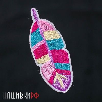 Разноцветное перышко нашивка на термо основе