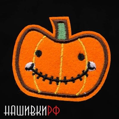 Термо нашивка с оранжевой тыквой Хэллоуин