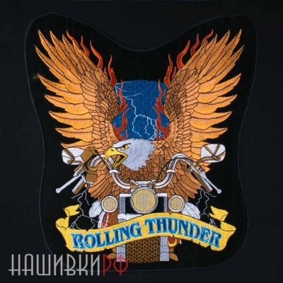 Нашивка на спину гром. Вышивка ROLLING THUNDER
