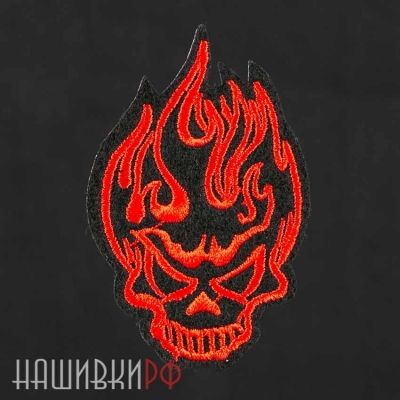 Нашивка огненный кровавый череп