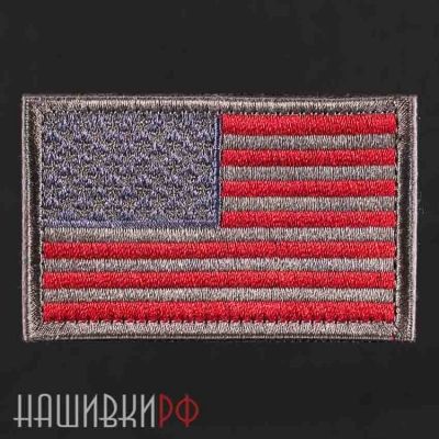 Нашивка флаг США в серо-красном тоне